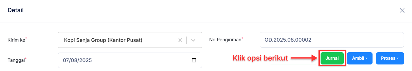 Halaman Pengiriman Pesanan