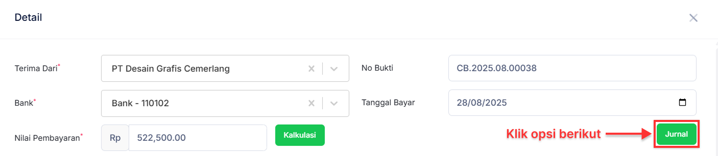 Halaman Penerimaan Penjualan