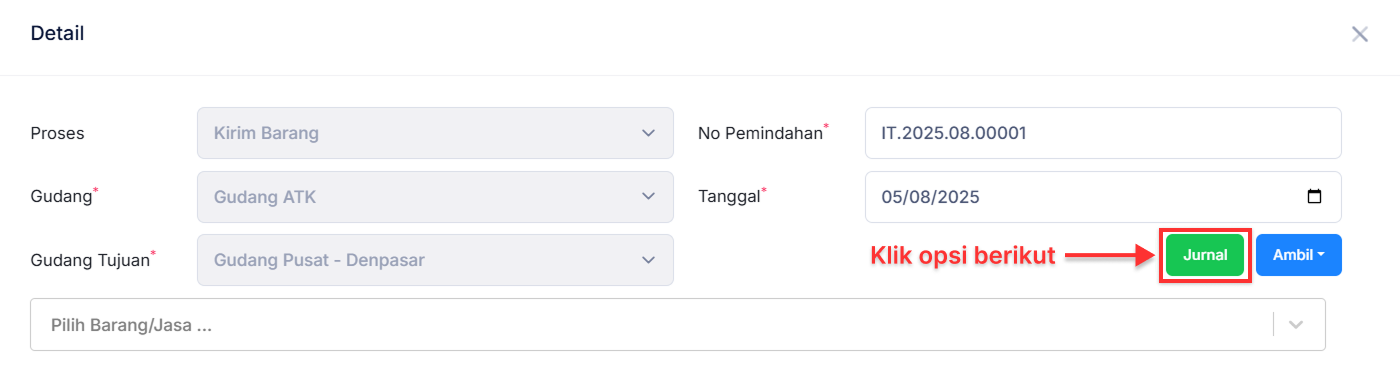 Halaman Pemindahan Barang