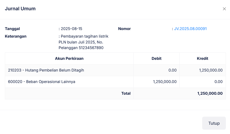 Halaman Pencatatan Beban