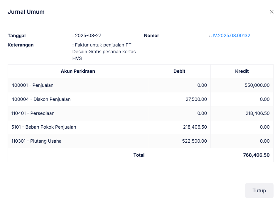 Halaman Faktur Penjualan