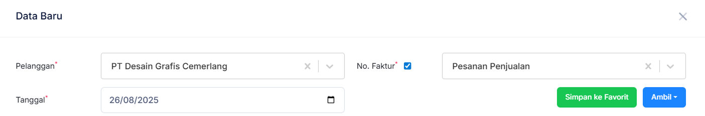 Halaman Pesanan Penjualan