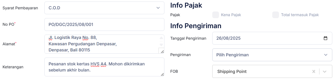 Halaman Pesanan Penjualan