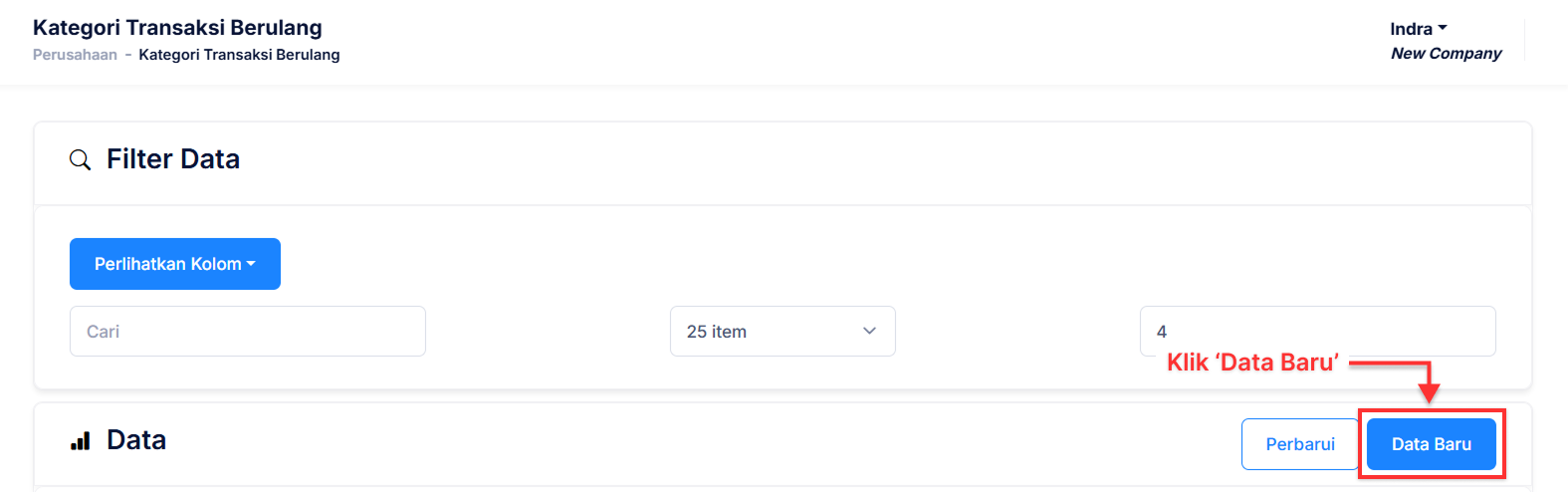 Halaman Kategori Transaksi Berulang