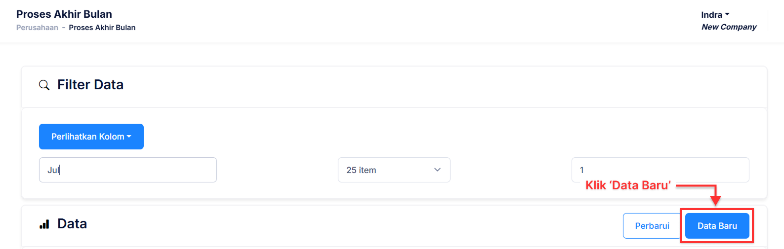 Halaman Proses Akhir Bulan