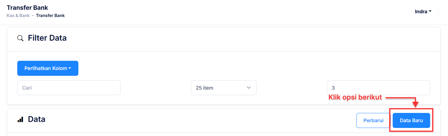 Halaman Transfer Bank