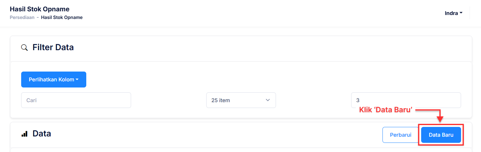 Halaman Hasil Perintah Stok Opname