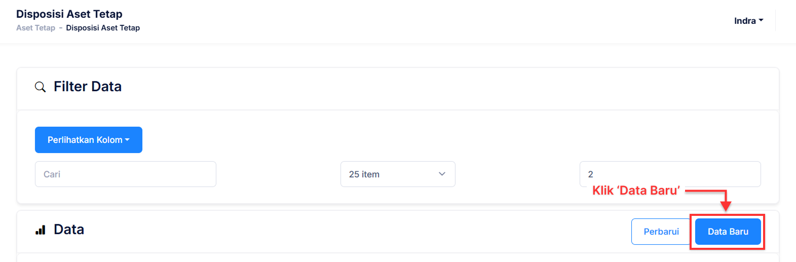 Halaman Disposisi Aset Tetap