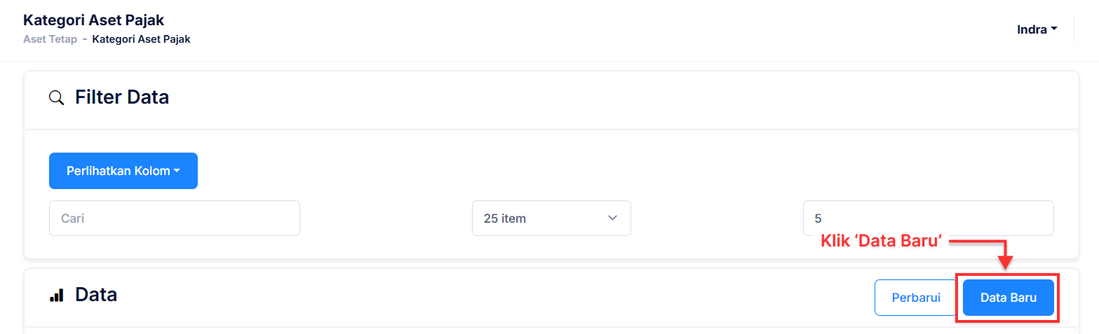 Halaman Kategori Aset Pajak