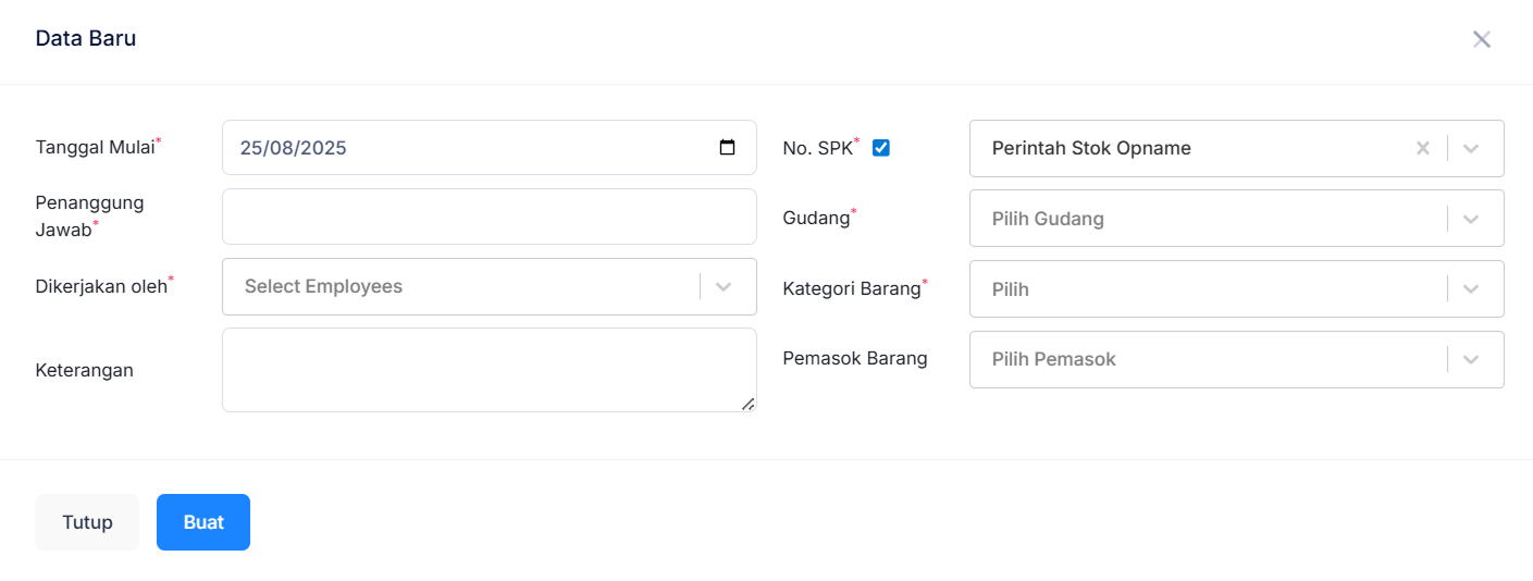 Halaman Perintah Stok Opname