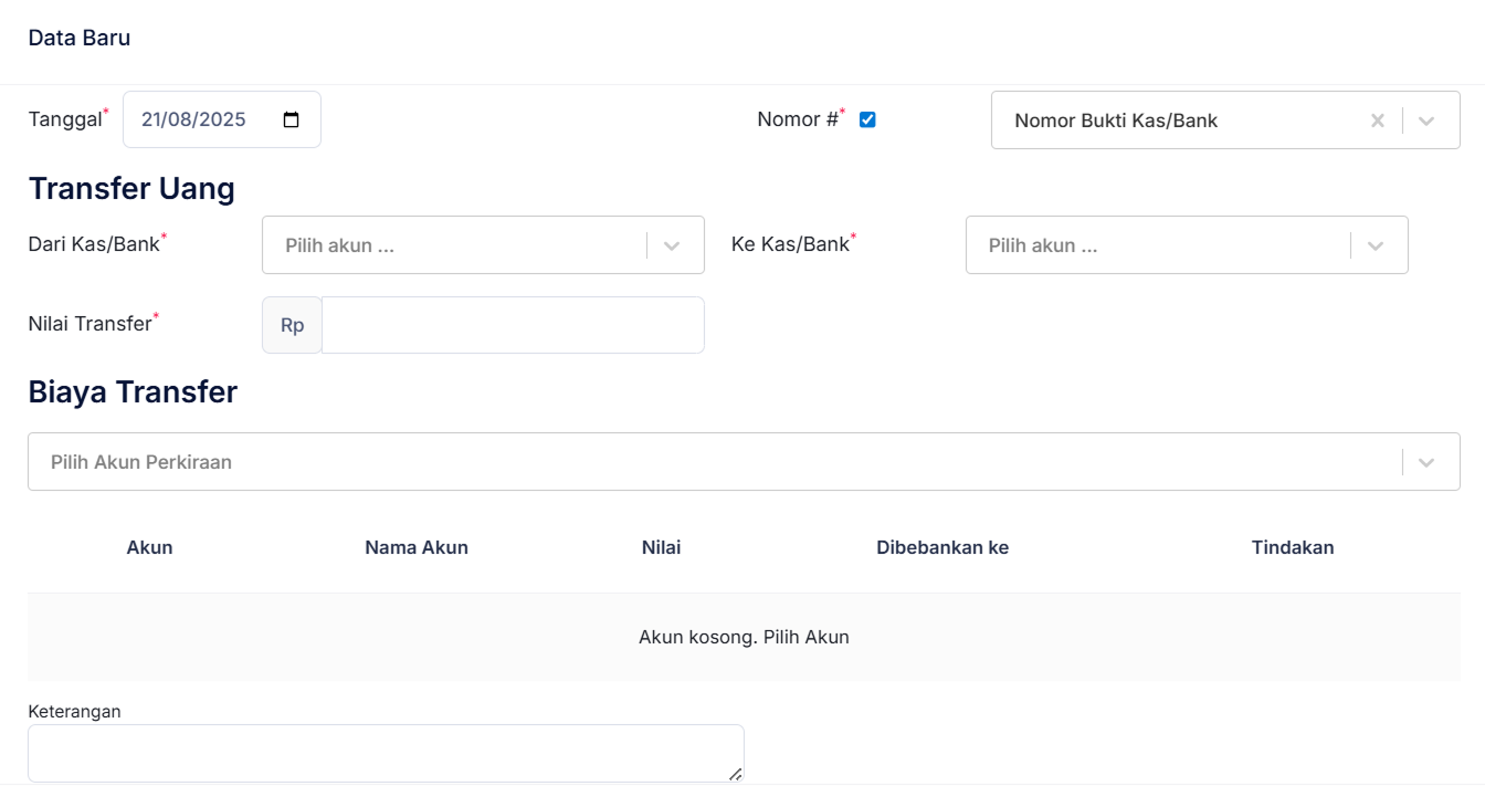 Halaman Transfer Bank