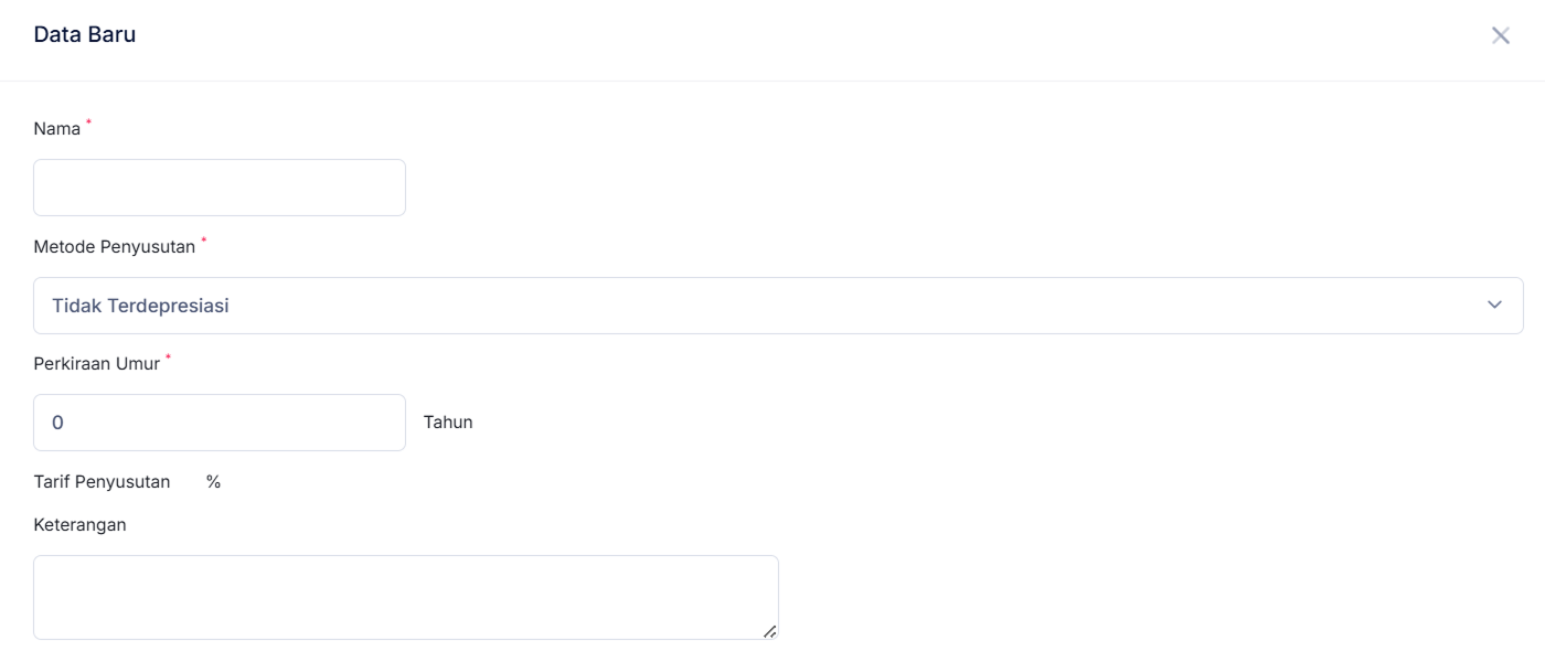 Halaman Kategori Aset Pajak