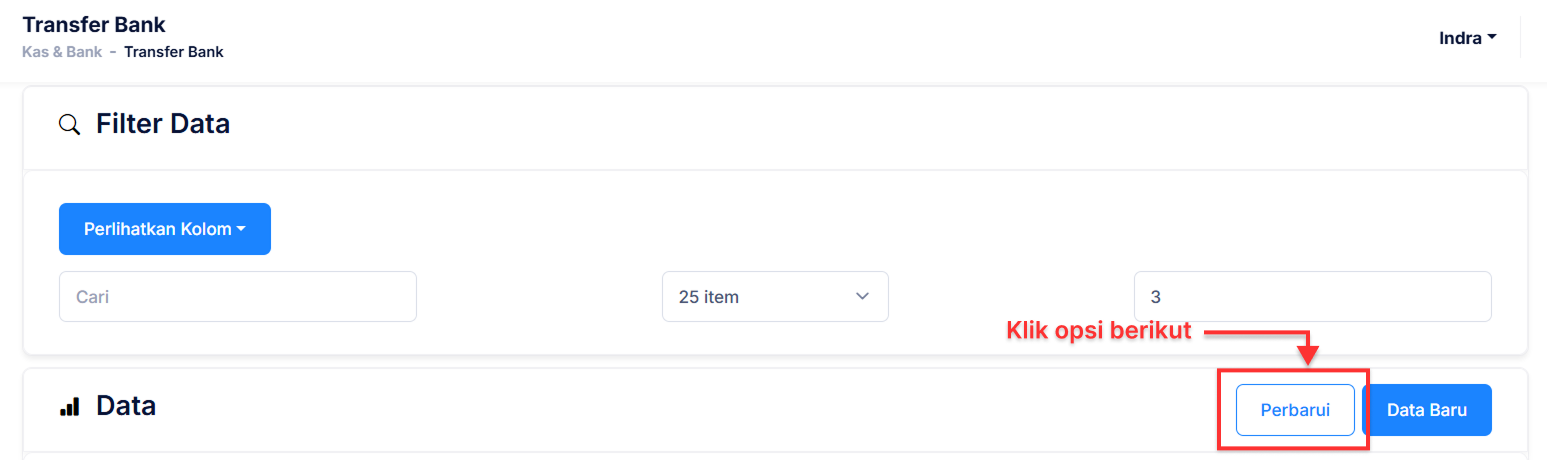 Halaman Transfer Bank