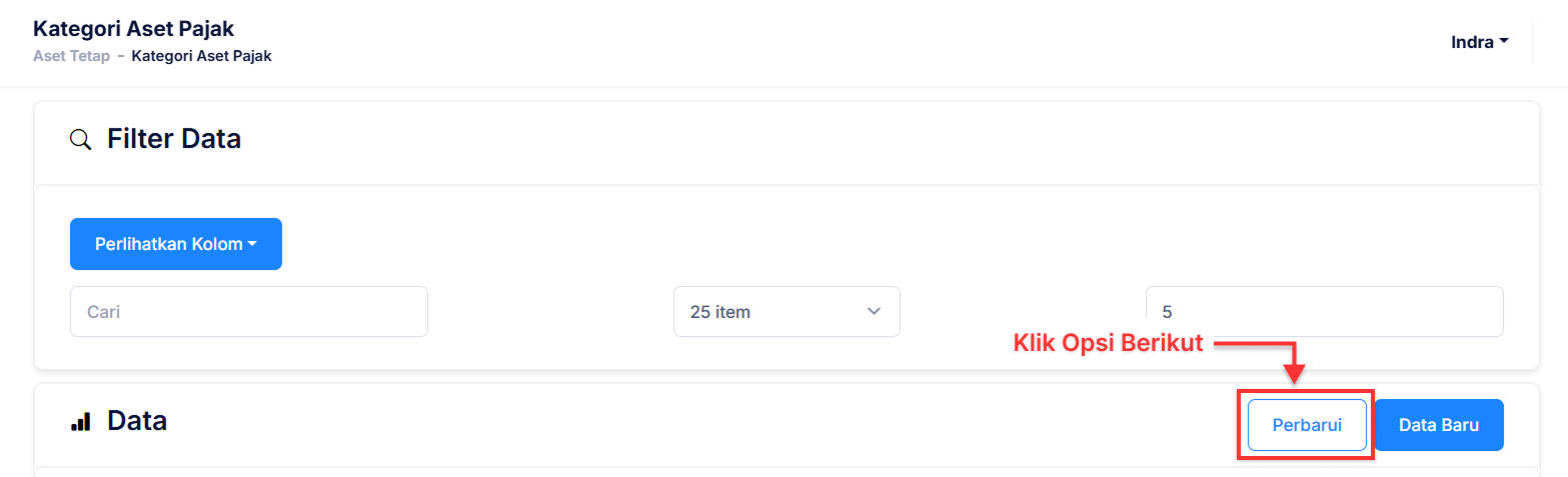 Halaman Kategori Aset Pajak
