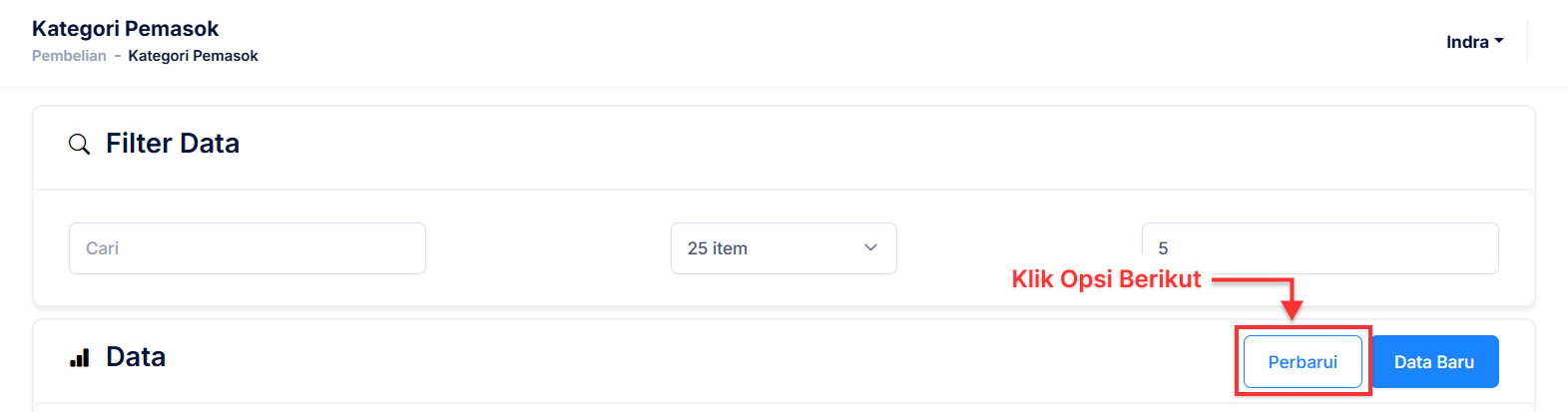 Halaman Kategori Pemasok