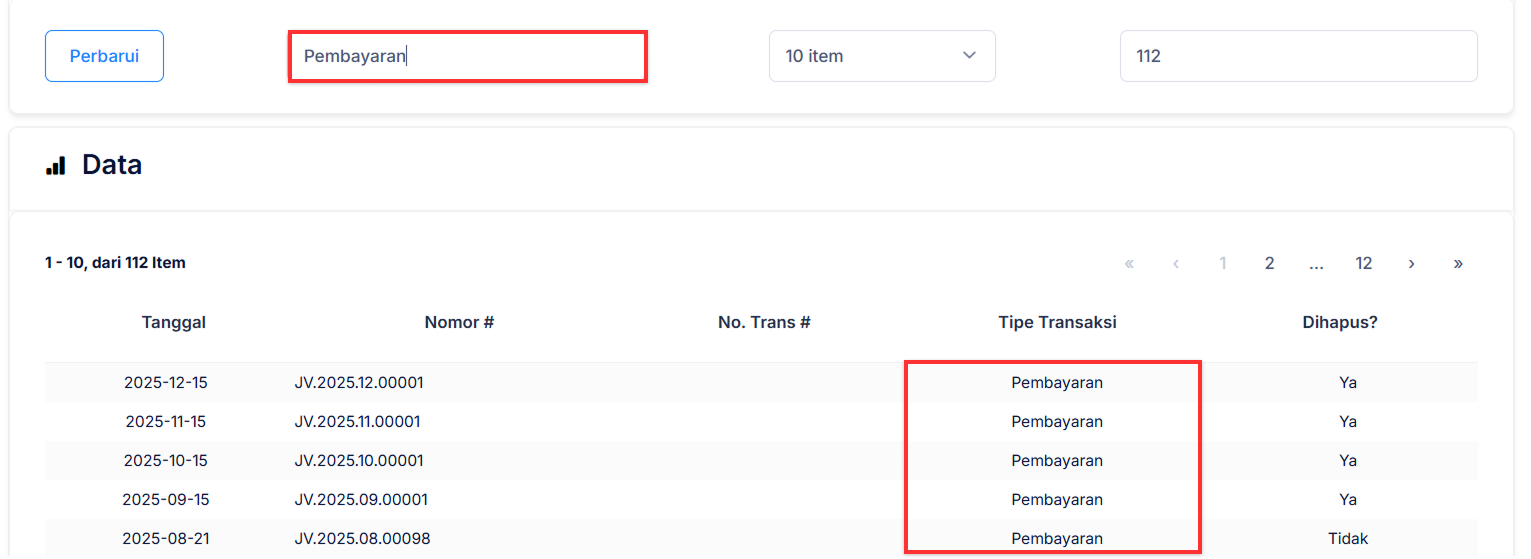 Halaman Log Aktivitas