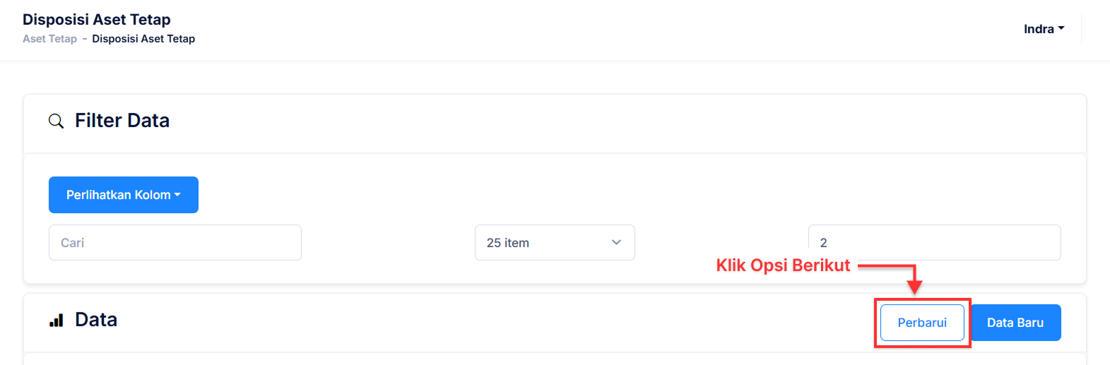 Halaman Disposisi Aset Tetap