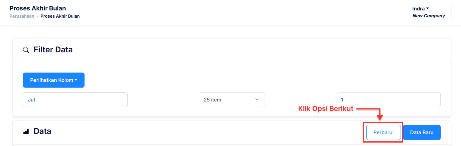Halaman Proses Akhir Bulan