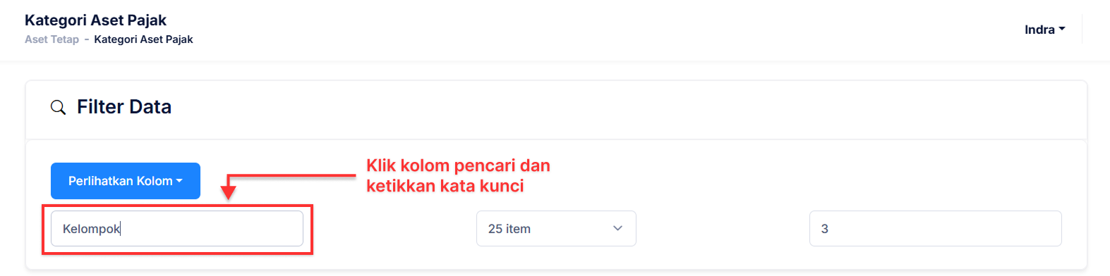 Halaman Kategori Aset Pajak