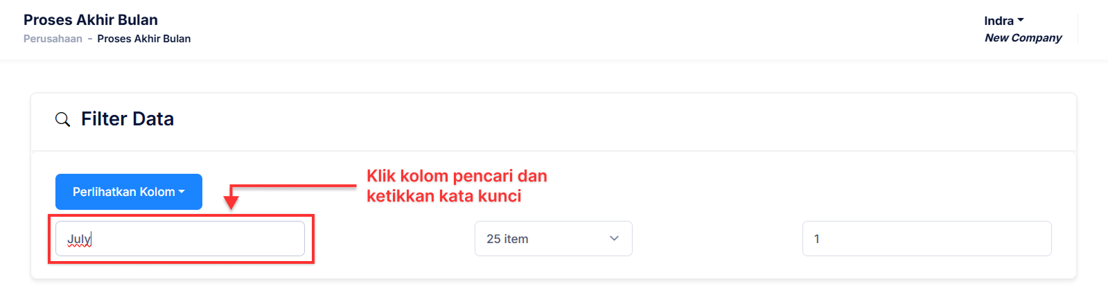 Halaman Proses Akhir Bulan