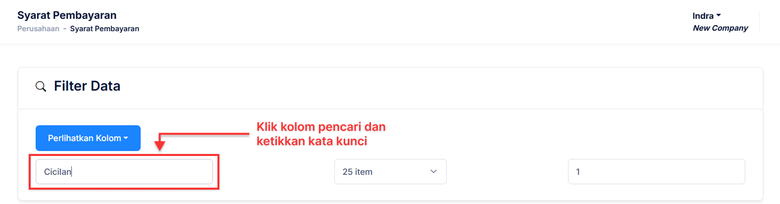 Halaman Syarat Pembayaran