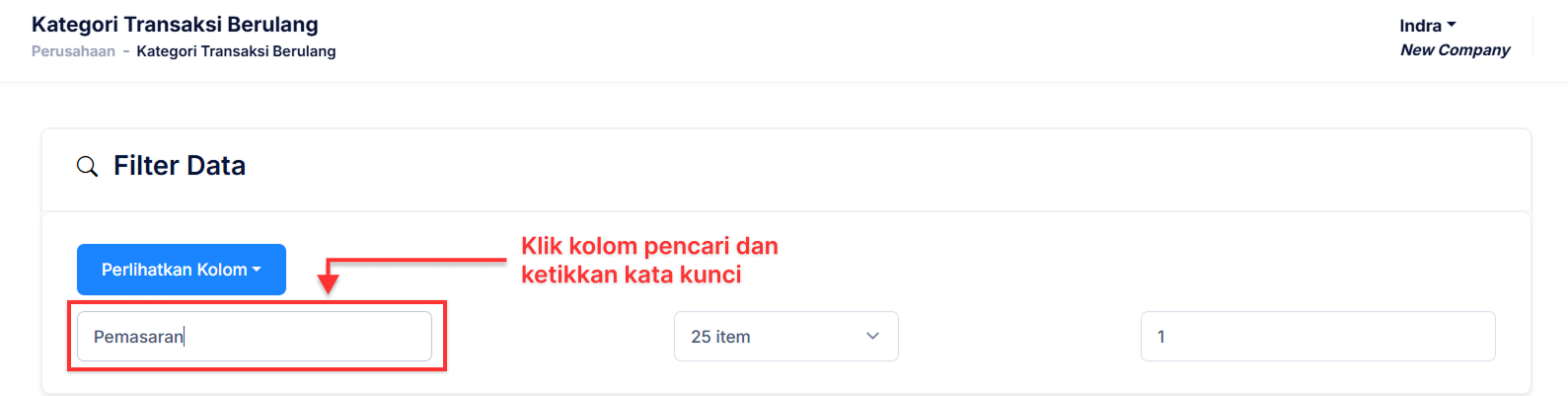 Halaman Kategori Transaksi Berulang