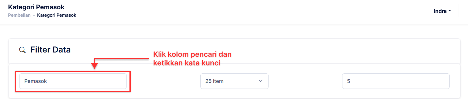 Halaman Kategori Pemasok