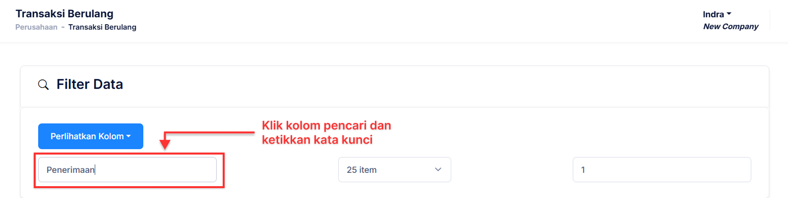 Halaman Transaksi Berulang