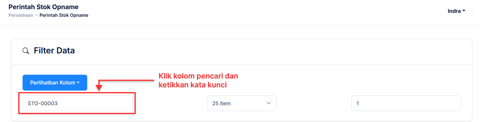 Halaman Perintah Stok Opname