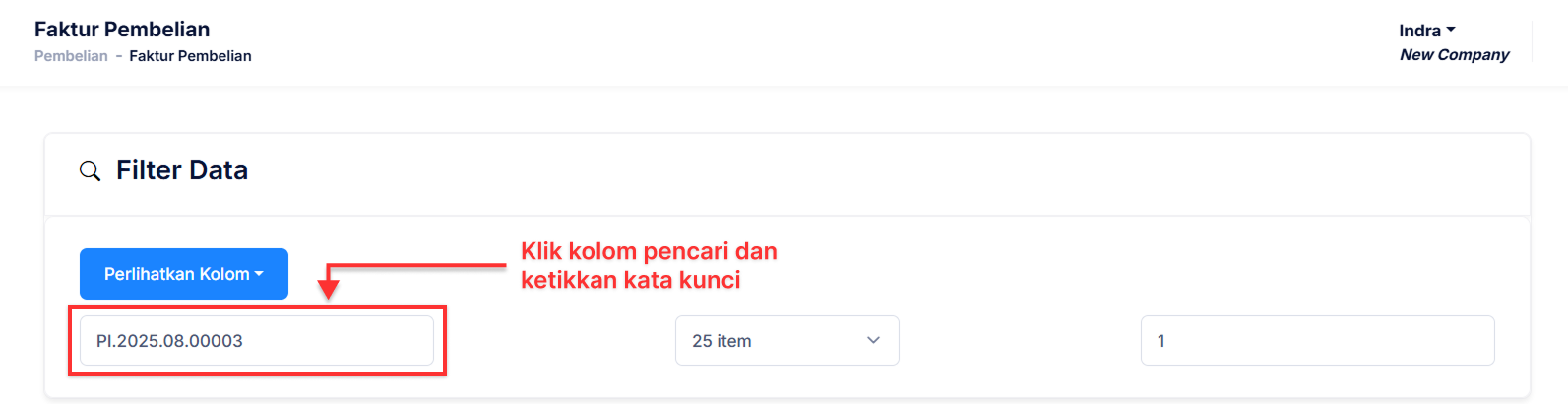 Halaman Faktur Pembelian