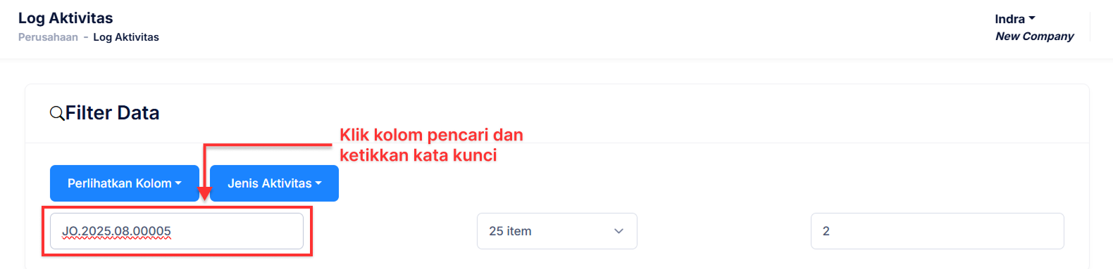 Halaman Log Aktivitas