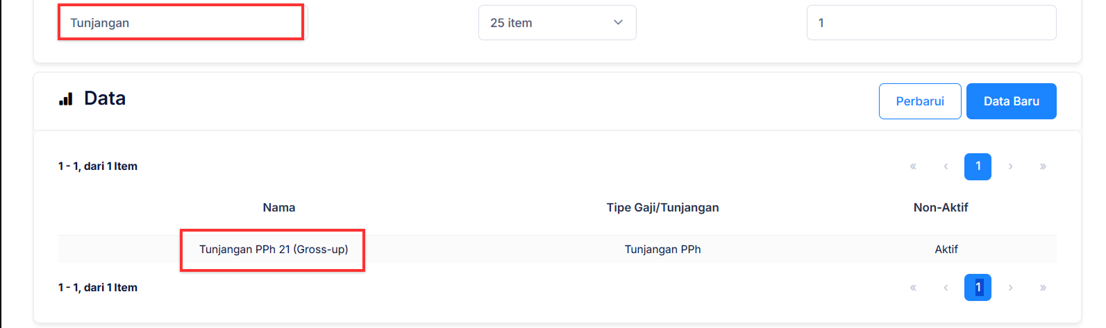 Halaman Gaji dan Tunjangan