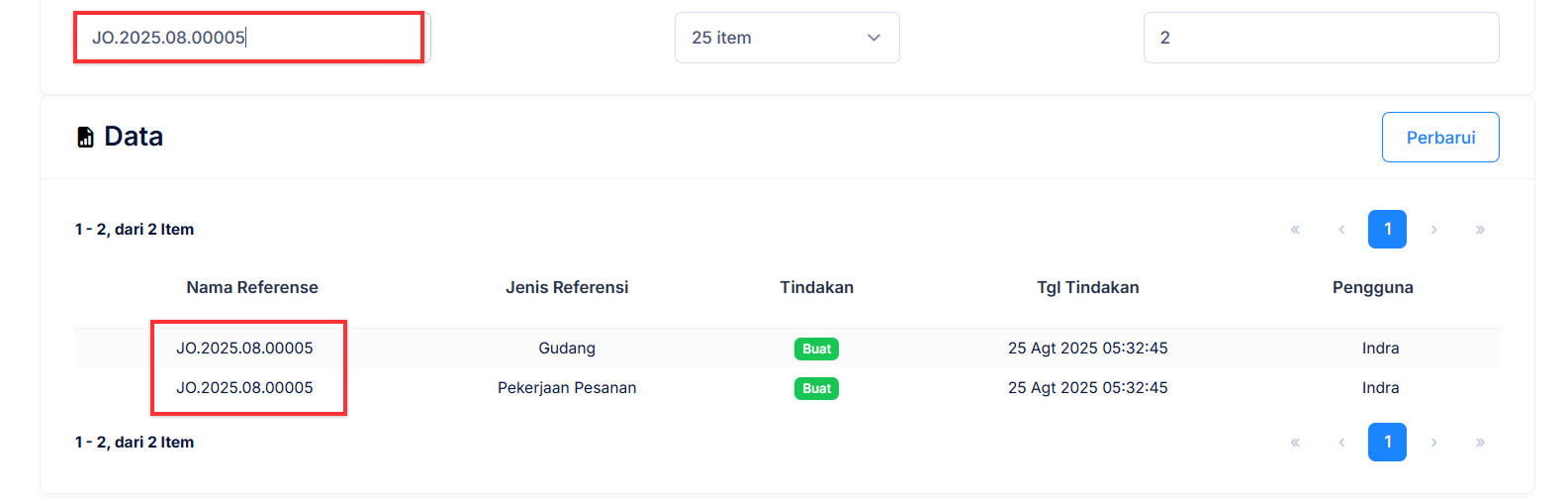 Halaman Log Aktivitas