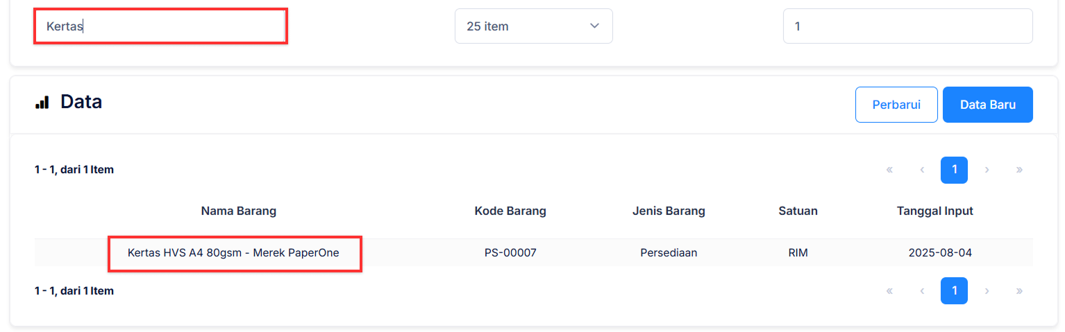 Halaman Barang &amp; Jasa