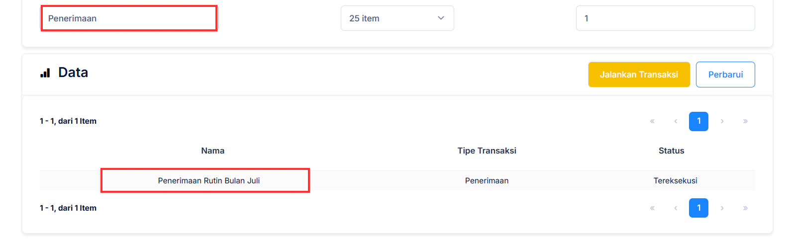 Halaman Transaksi Berulang