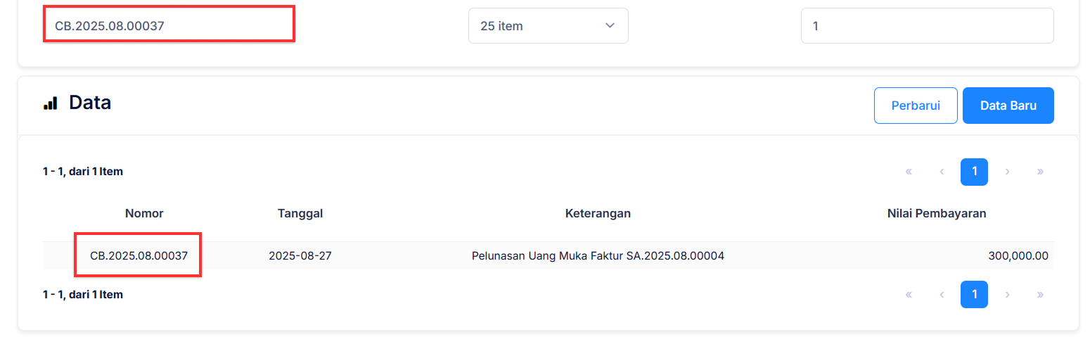 Halaman Penerimaan Penjualan