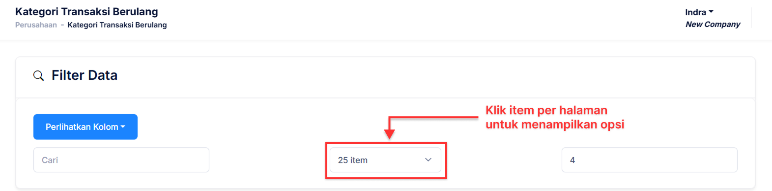 Halaman Kategori Transaksi Berulang