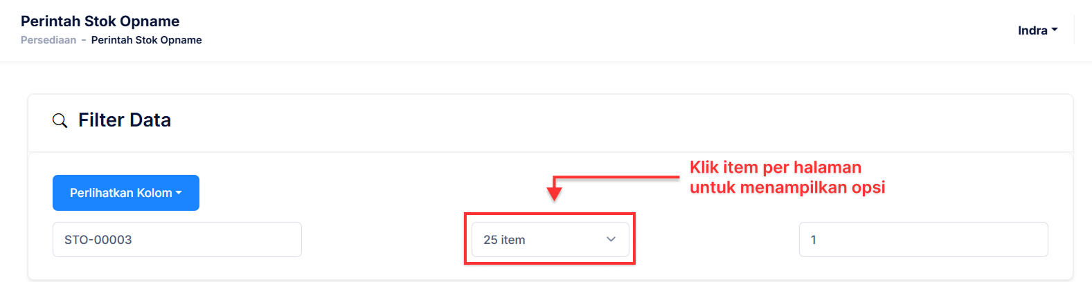 Halaman Perintah Stok Opname