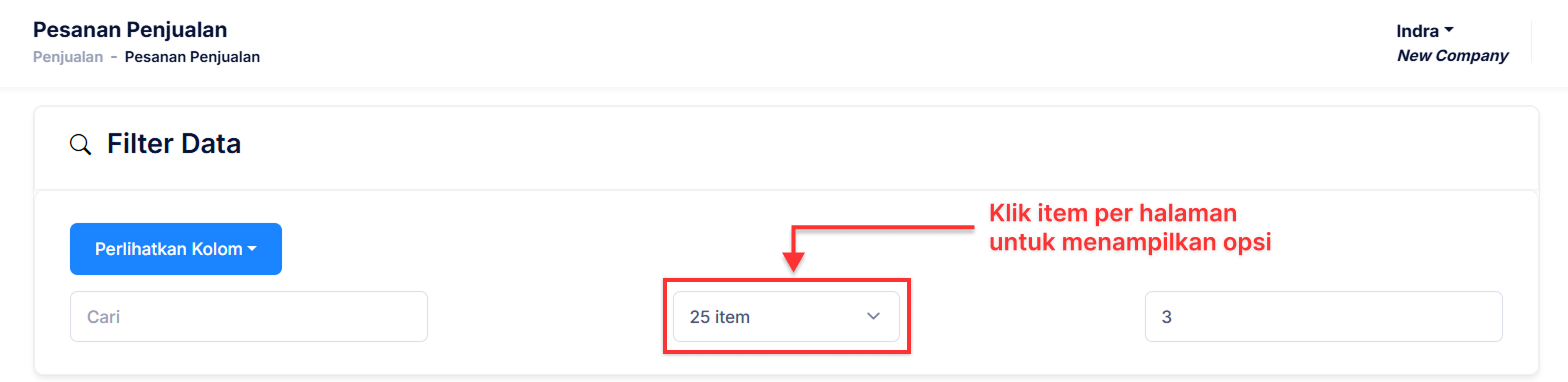 Halaman Pesanan Penjuala