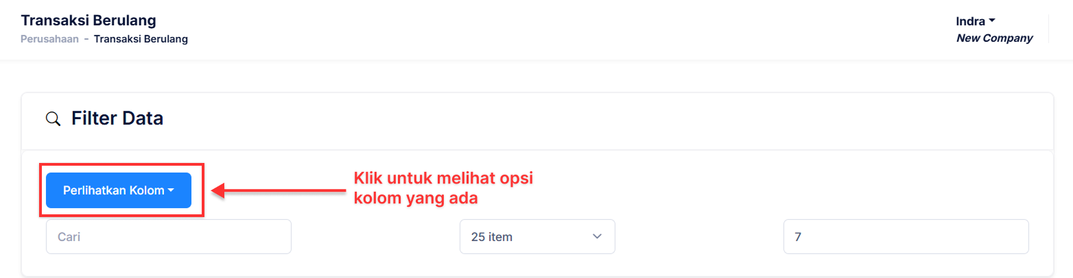 Halaman Transaksi Berulang