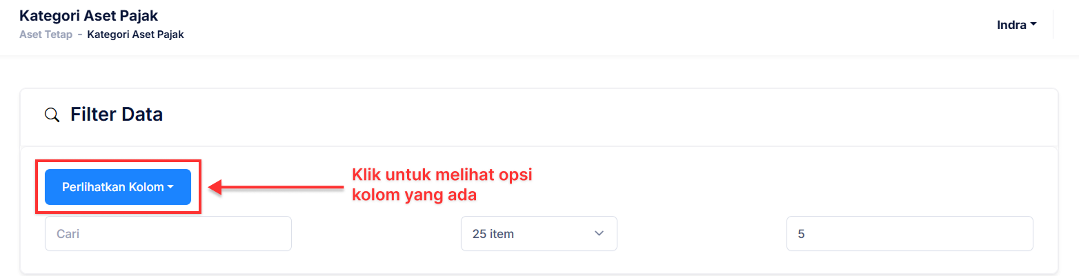 Halaman Kategori Aset Pajak