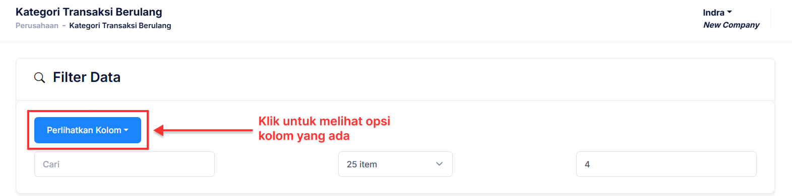 Halaman Kategori Transaksi Berulang