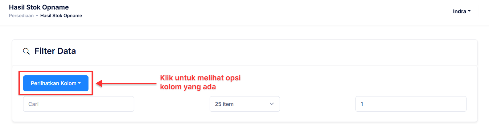 Halaman Hasil Stok Opname