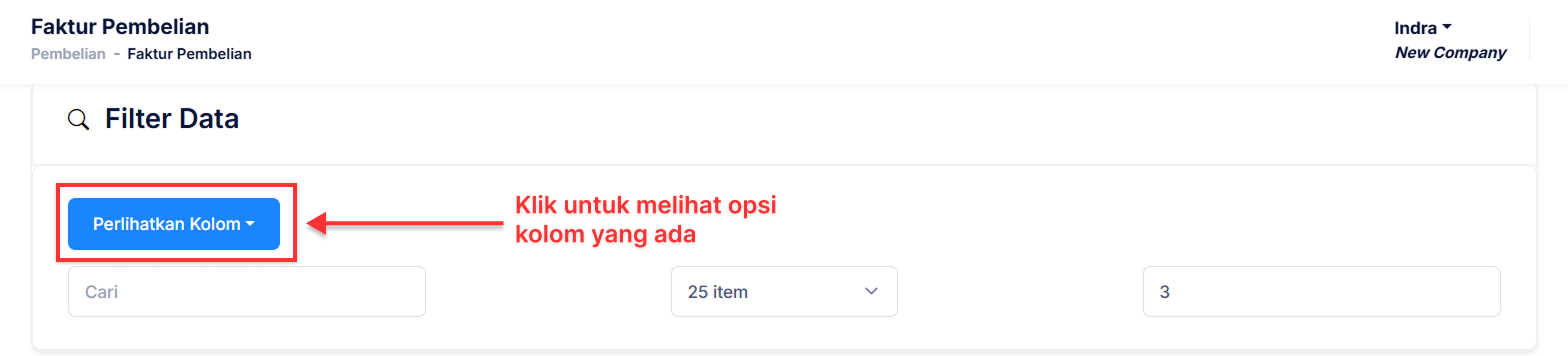 Halaman Faktur Pembelian