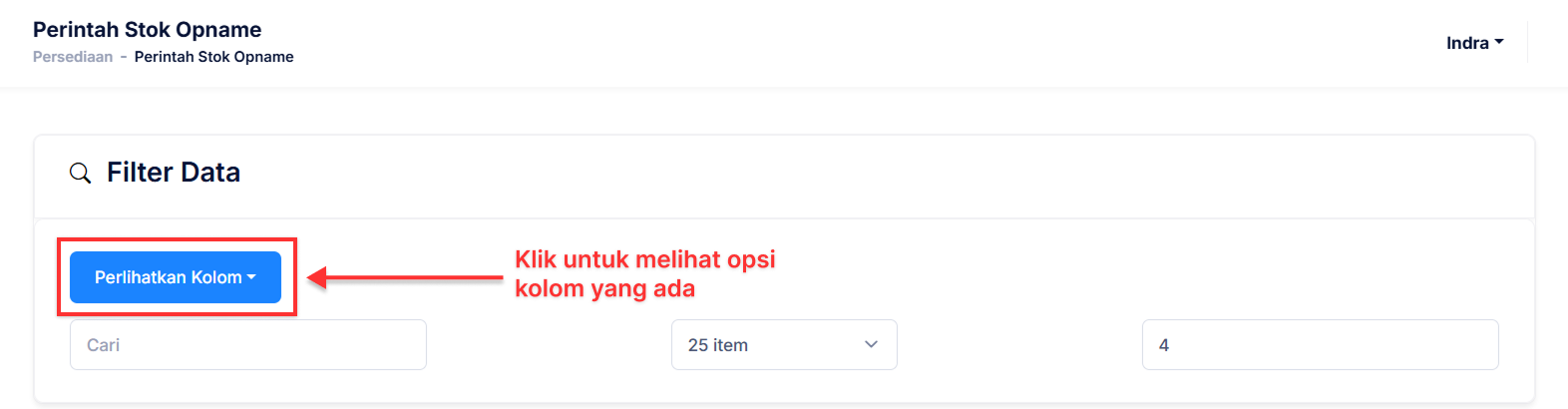 Halaman Perintah Stok Opname