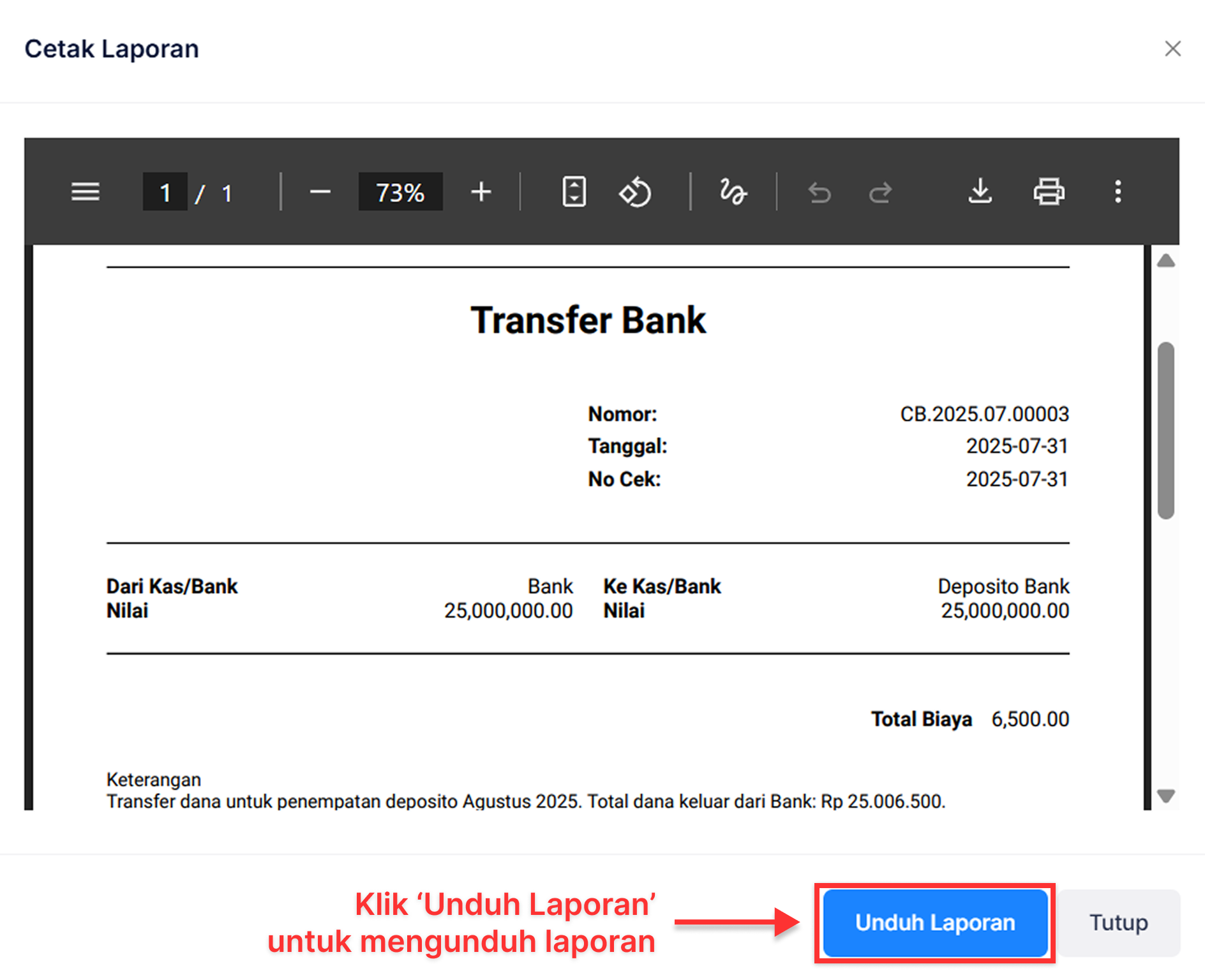 Halaman Transfer Bank