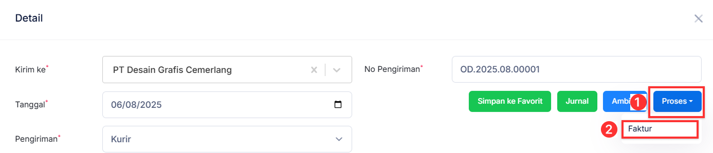 Halaman Pengiriman Pesanan