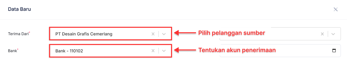 Halaman Penerimaan Penjualan
