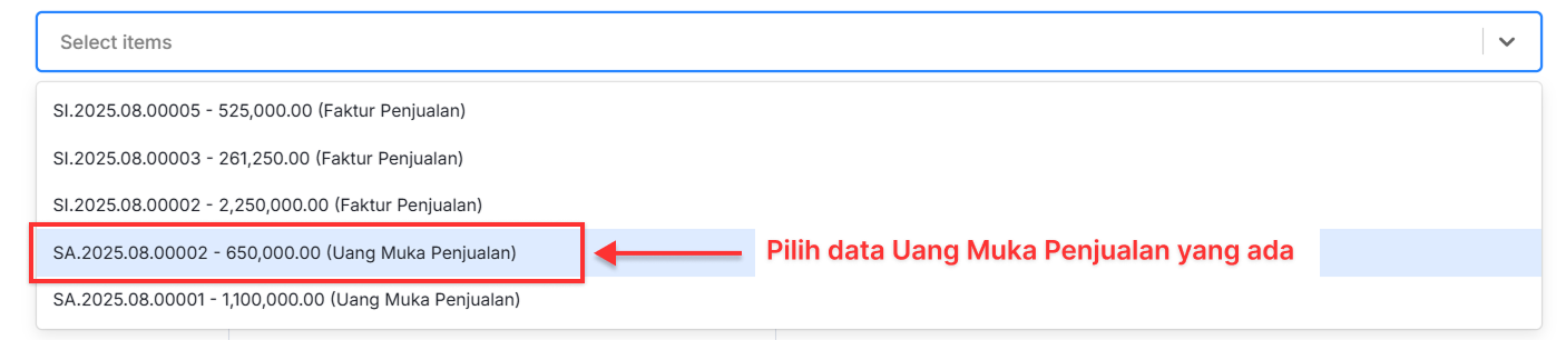 Halaman Penerimaan Penjualan
