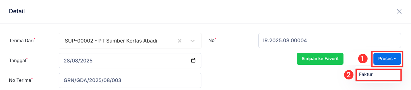Halaman Penerimaan Barang